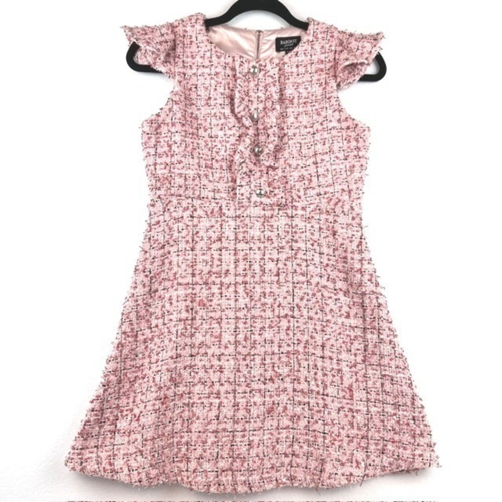Bardot Junior Tweed Sequin Ruffle Dress Pink Special Occasion Girls Size 16